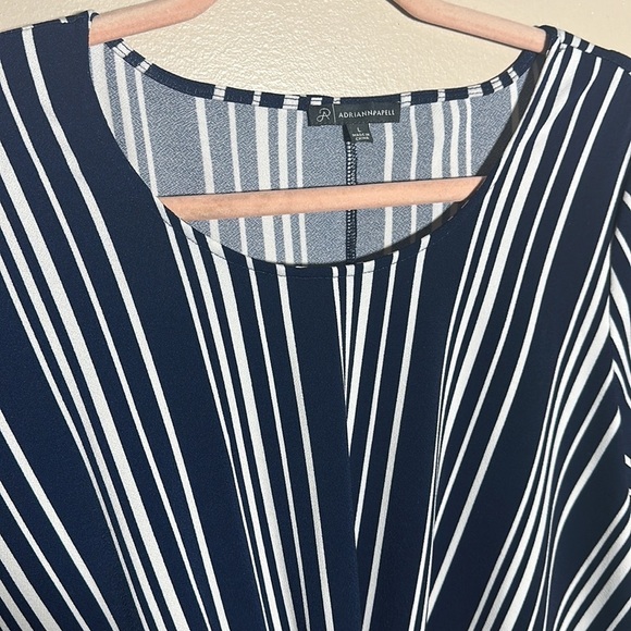 Adrianna Papell‎ Striped Navy White Career Top | Large - Picture 4 of 5